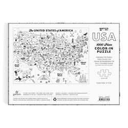 Maptote USA Color-In 1000 Piece Jigsaw Puzzle Galison