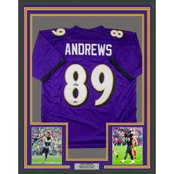 Framed Facsimile Autographed Mark Andrews 35x39 Baltimore Purple Reprint Laser Auto Football Jersey (ONLINE ORDER ONLY)