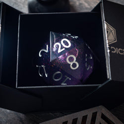 Massive Black Rainbow Glitter Liquid Core 95MM Chonk Handmade Resin Dice And Box (ONLINE ORDER ONLY)