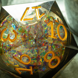Massive Dark Black And Foil Liquid Core 95MM Chonk Handmade Resin Dice And Box (ONLINE ORDER ONLY)