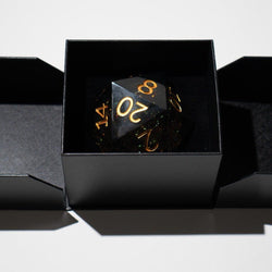 Massive Dark Black And Foil Liquid Core 95MM Chonk Handmade Resin Dice And Box (ONLINE ORDER ONLY)