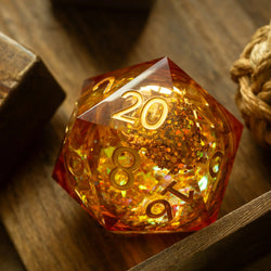 Massive Gold And Glitter Fireball Liquid Core 95MM Chonk Handmade Resin Dice And Box (ONLINE ORDER ONLY)