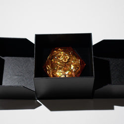 Massive Gold And Glitter Fireball Liquid Core 95MM Chonk Handmade Resin Dice And Box (ONLINE ORDER ONLY)