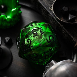 Massive Green Skull Liquid Core 95MM Chonk Handmade Resin Dice And Box (ONLINE ORDER ONLY)