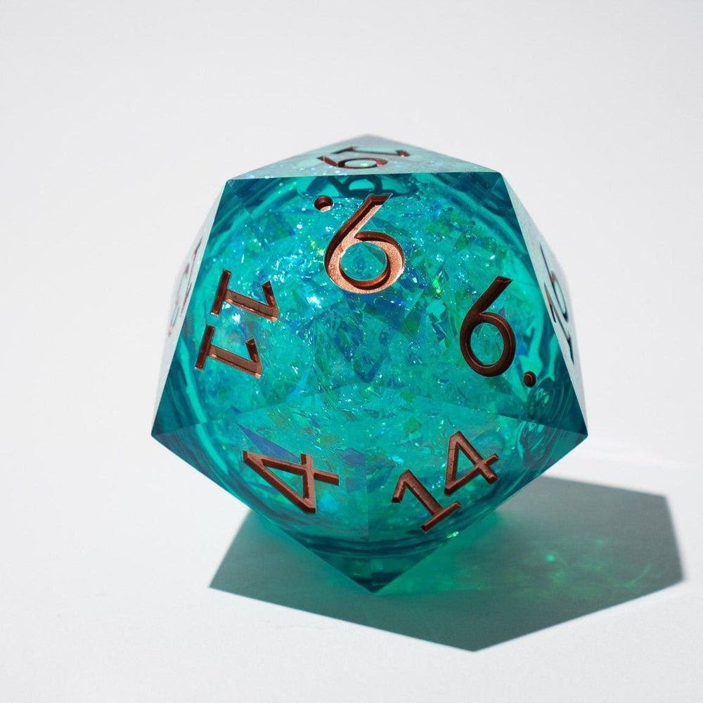 Massive Sea Green Teal Liquid Core 95MM Chonk Handmade Resin Dice And Box (ONLINE ORDER ONLY)