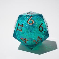 Massive Sea Green Teal Liquid Core 95MM Chonk Handmade Resin Dice And Box (ONLINE ORDER ONLY)