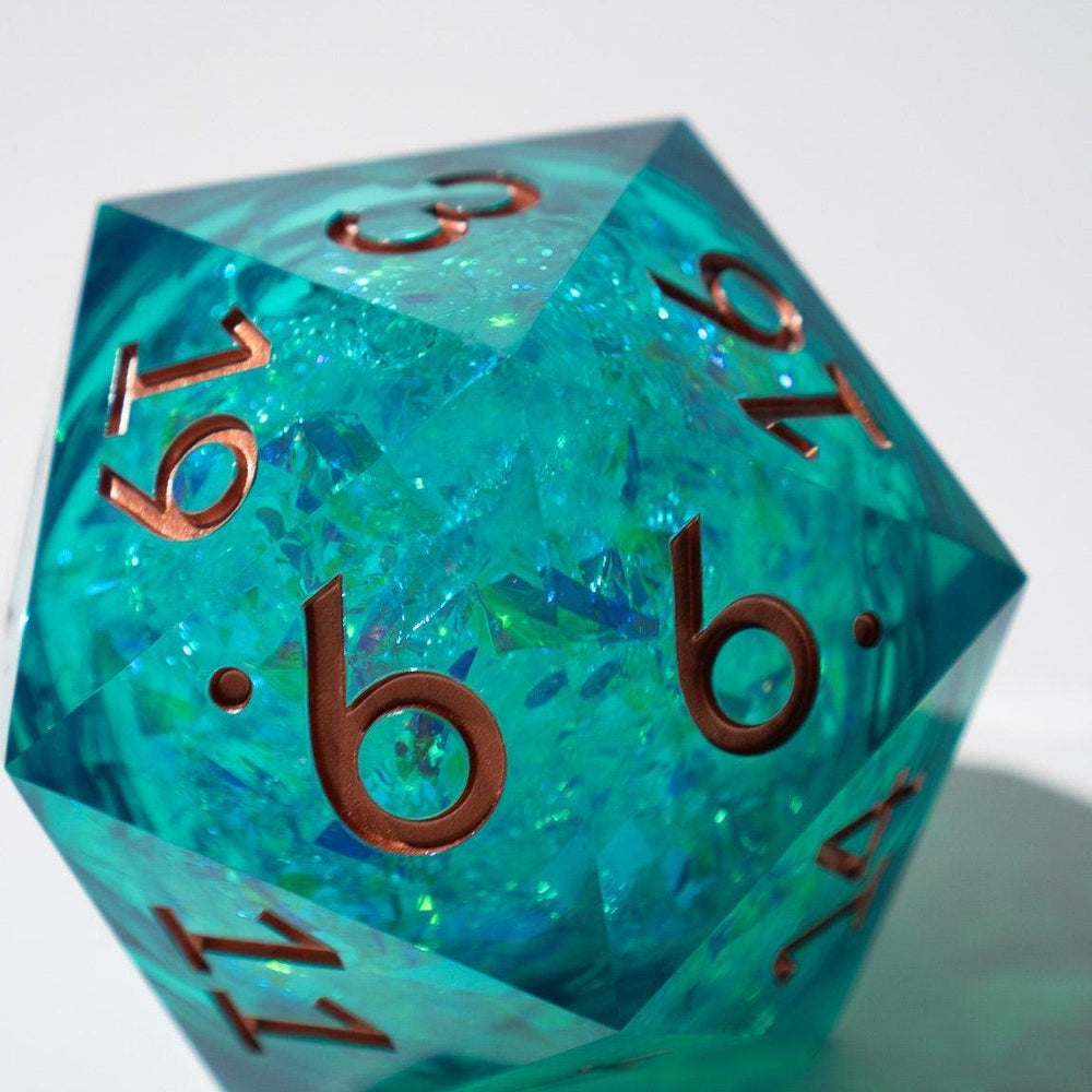 Massive Sea Green Teal Liquid Core 95MM Chonk Handmade Resin Dice And Box (ONLINE ORDER ONLY)