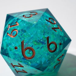 Massive Sea Green Teal Liquid Core 95MM Chonk Handmade Resin Dice And Box (ONLINE ORDER ONLY)