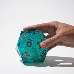 Massive Sea Green Teal Liquid Core 95MM Chonk Handmade Resin Dice And Box (ONLINE ORDER ONLY)