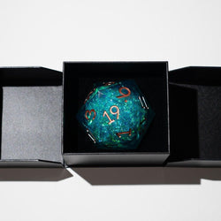 Massive Sea Green Teal Liquid Core 95MM Chonk Handmade Resin Dice And Box (ONLINE ORDER ONLY)