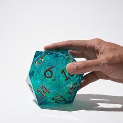 Massive Sea Green Teal Liquid Core 95MM Chonk Handmade Resin Dice And Box (ONLINE ORDER ONLY)