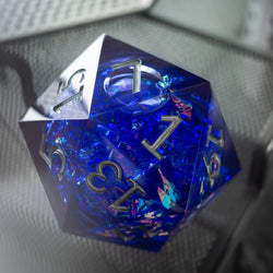 Massive Blue Liquid Core 95MM Chonk Handmade Resin D20 Dice with Box (ONLINE ORDER ONLY)
