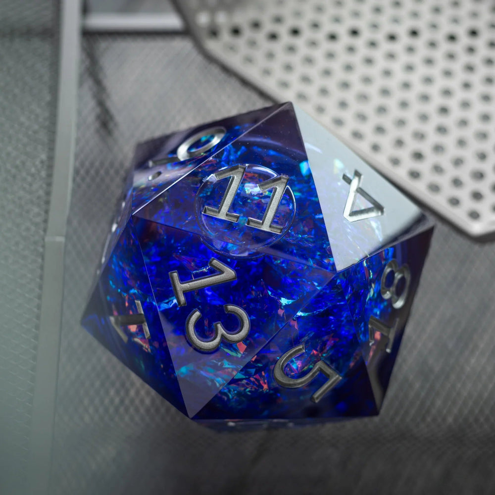 Massive Blue Liquid Core 95MM Chonk Handmade Resin D20 Dice with Box (ONLINE ORDER ONLY)
