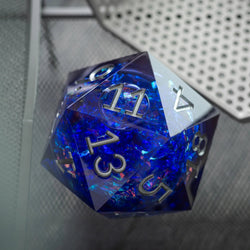 Massive Blue Liquid Core 95MM Chonk Handmade Resin D20 Dice with Box (ONLINE ORDER ONLY)