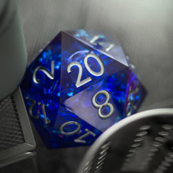 Massive Blue Liquid Core 95MM Chonk Handmade Resin D20 Dice with Box (ONLINE ORDER ONLY)