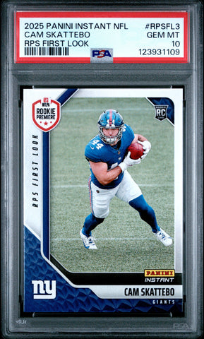 Graded 2025 Panini Instant Cam Skattebo #RPSFL3 RPS First Look Rookie RC Football Card PSA 10 Gem Mint (ONLINE ORDER ONLY)