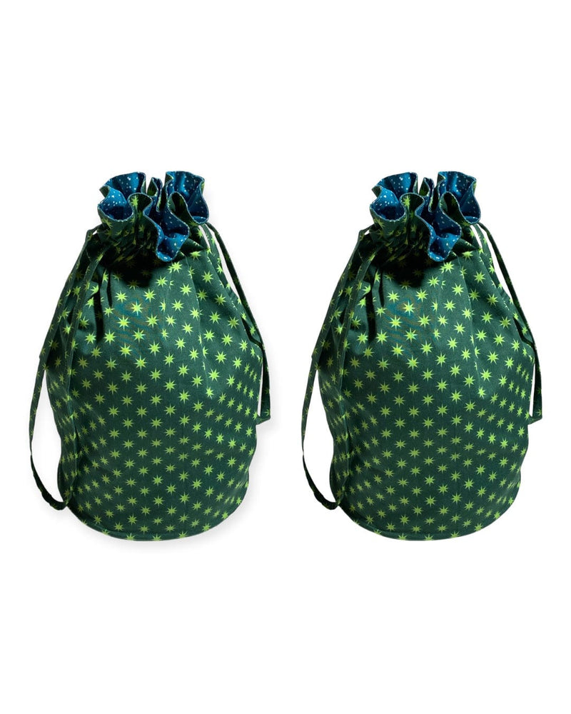 Medium Reversible Reusable Fabric Gift Bag | Stars and Snow (ONLINE ORDER ONLY)