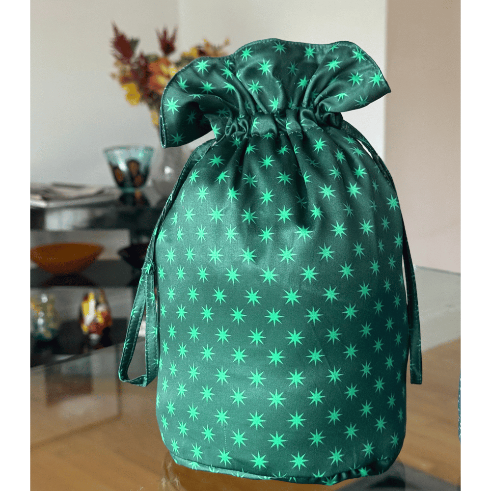 Medium Reversible Reusable Fabric Gift Bag | Stars and Snow (ONLINE ORDER ONLY)