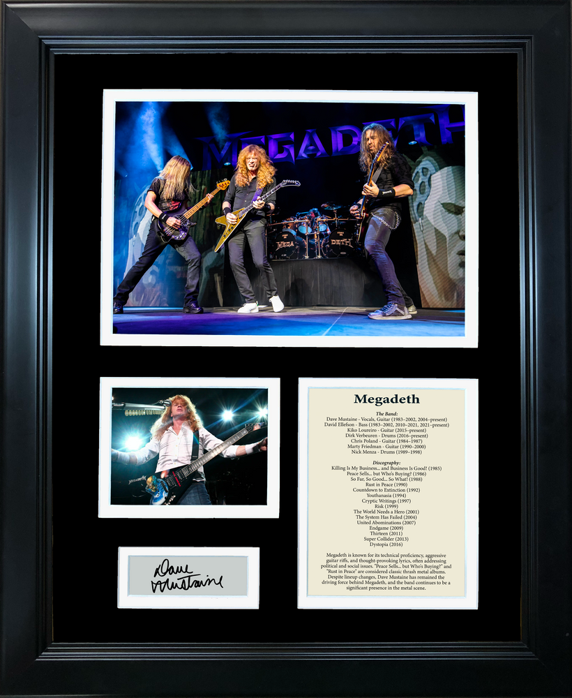 Framed Megadeth Band Discography Dave Mustaine Facsimile Laser Engraved Signature Auto 11"x14" Music Photo Sig Collage (ONLINE ORDER ONLY)