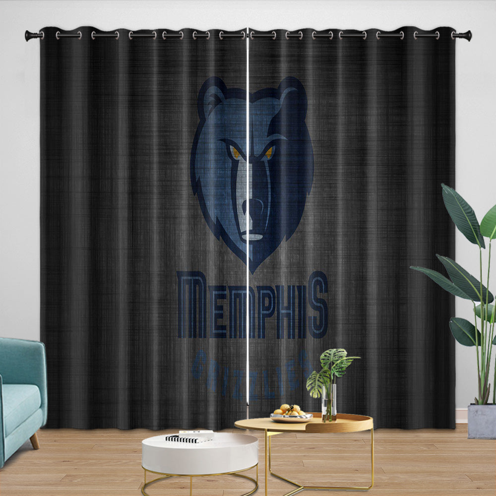 Memphis Grizzlies Curtains Blackout Window Drapes Room Decoration (Online Order Only)