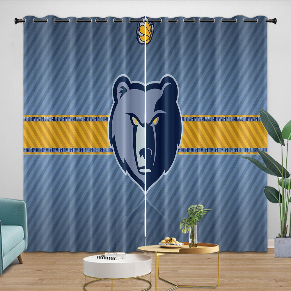 Memphis Grizzlies Curtains Blackout Window Drapes Room Decoration (Online Order Only)