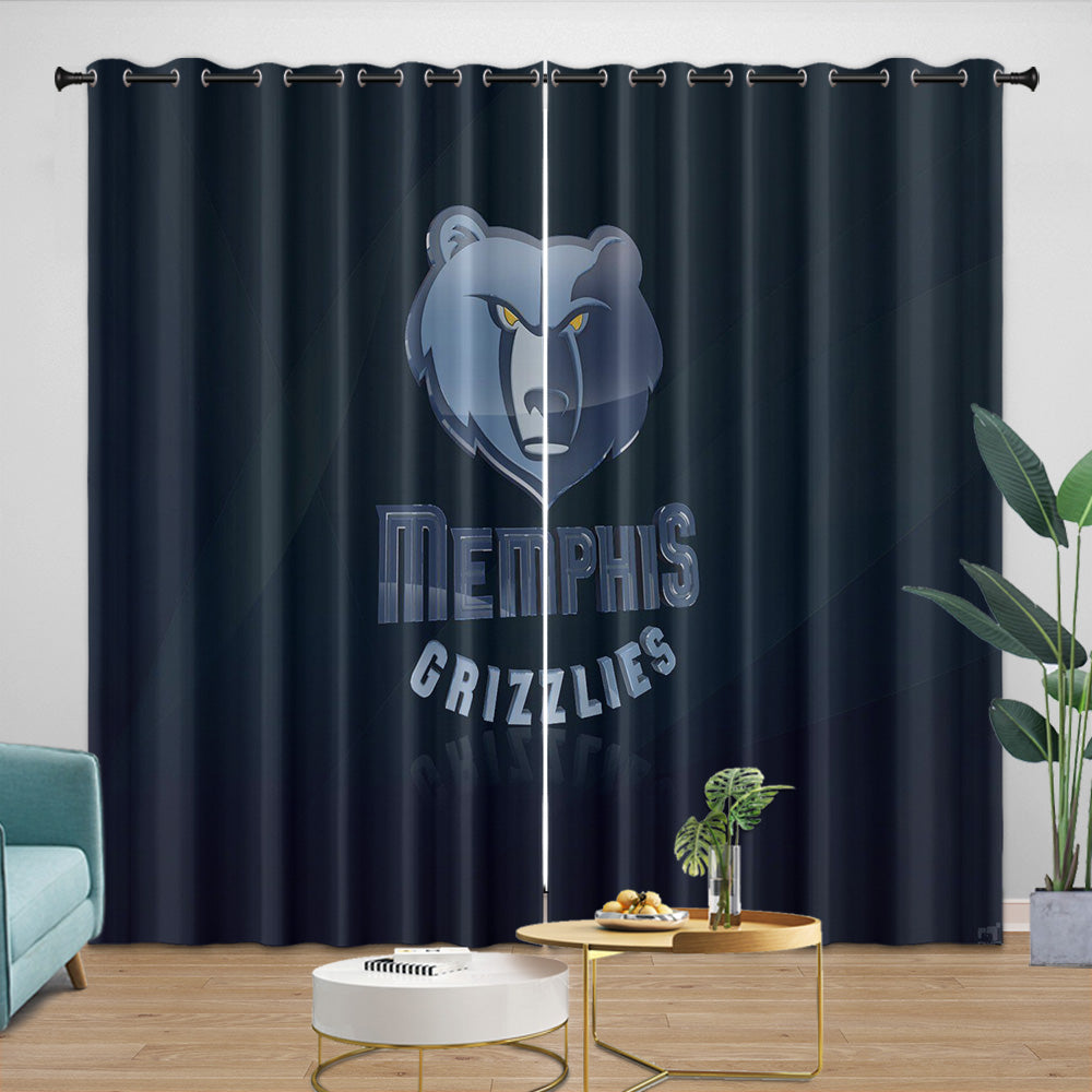 Memphis Grizzlies Curtains Blackout Window Drapes Room Decoration (Online Order Only)