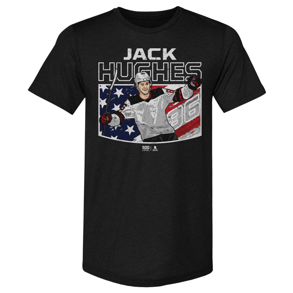 Jack Hughes New Jersey American Flag WHT (ONLINE ORDER ONLY)