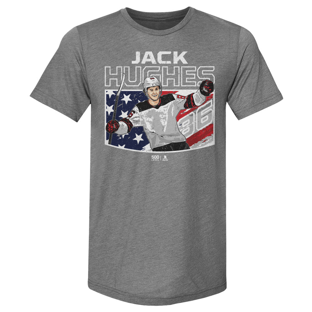 Jack Hughes New Jersey American Flag WHT (ONLINE ORDER ONLY)