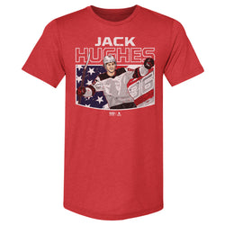 Jack Hughes New Jersey American Flag WHT (ONLINE ORDER ONLY)