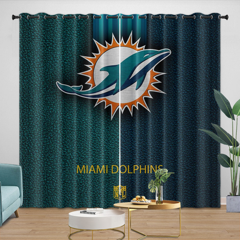 Miami Dolphins Curtains Blackout Window Drapes Room Decoration (Online Order Only)