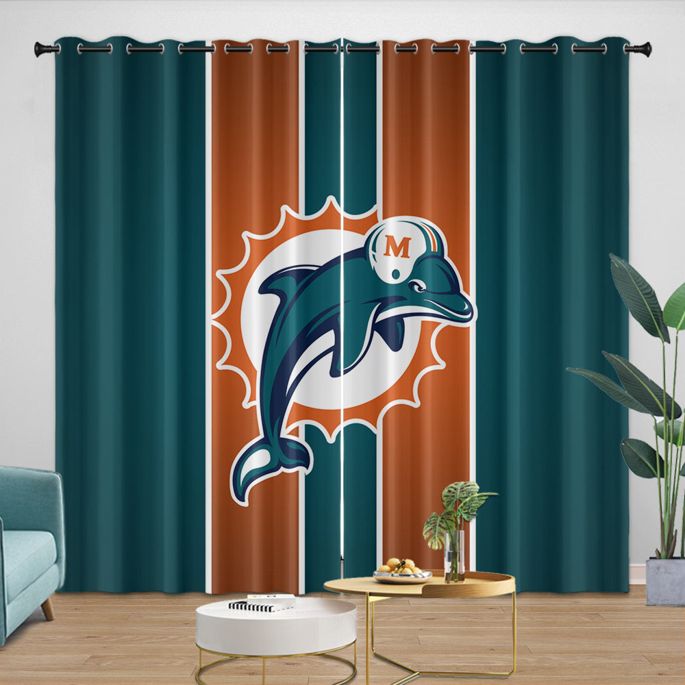 Miami Dolphins Curtains Blackout Window Drapes Room Decoration (Online Order Only)