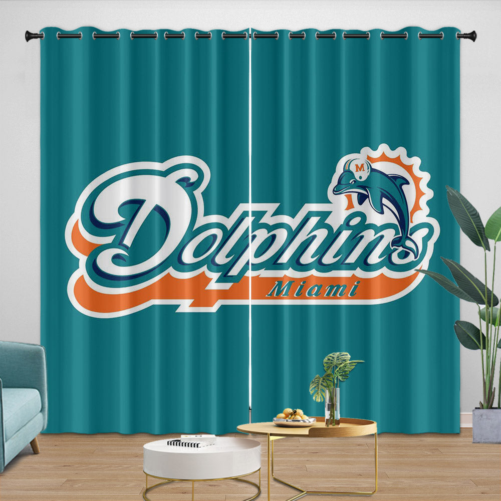 Miami Dolphins Curtains Blackout Window Drapes Room Decoration (Online Order Only)