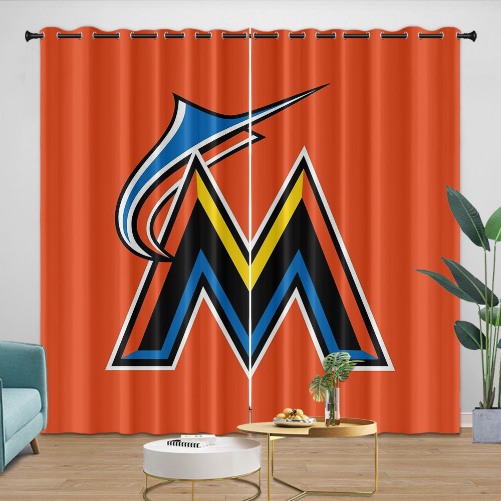 Miami Marlins Curtains Blackout Window Drapes Room Decoration (Online Order Only)