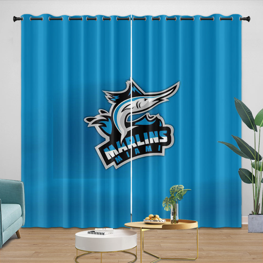 Miami Marlins Curtains Blackout Window Drapes Room Decoration (Online Order Only)