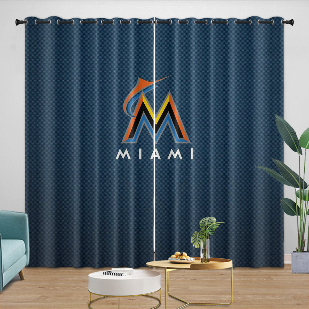 Miami Marlins Curtains Blackout Window Drapes Room Decoration (Online Order Only)