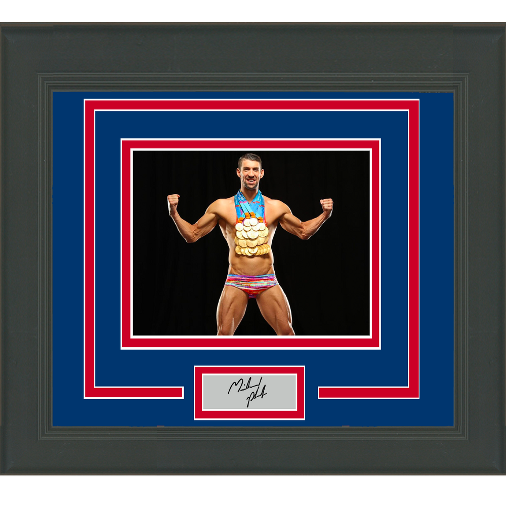 Framed Michael Phelps Facsimile Laser Engraved Signature Auto Team USA United States 11x14 Swimming Photo (ONLINE ORDER ONLY)