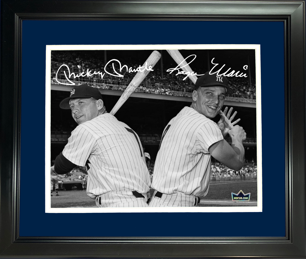 Framed Mickey Mantle Roger Maris New York Yankees Dual Facsimile Laser Engraved Signature Auto 11"x14" Baseball Photo HOFSM Holo (ONLINE ORDER ONLY)