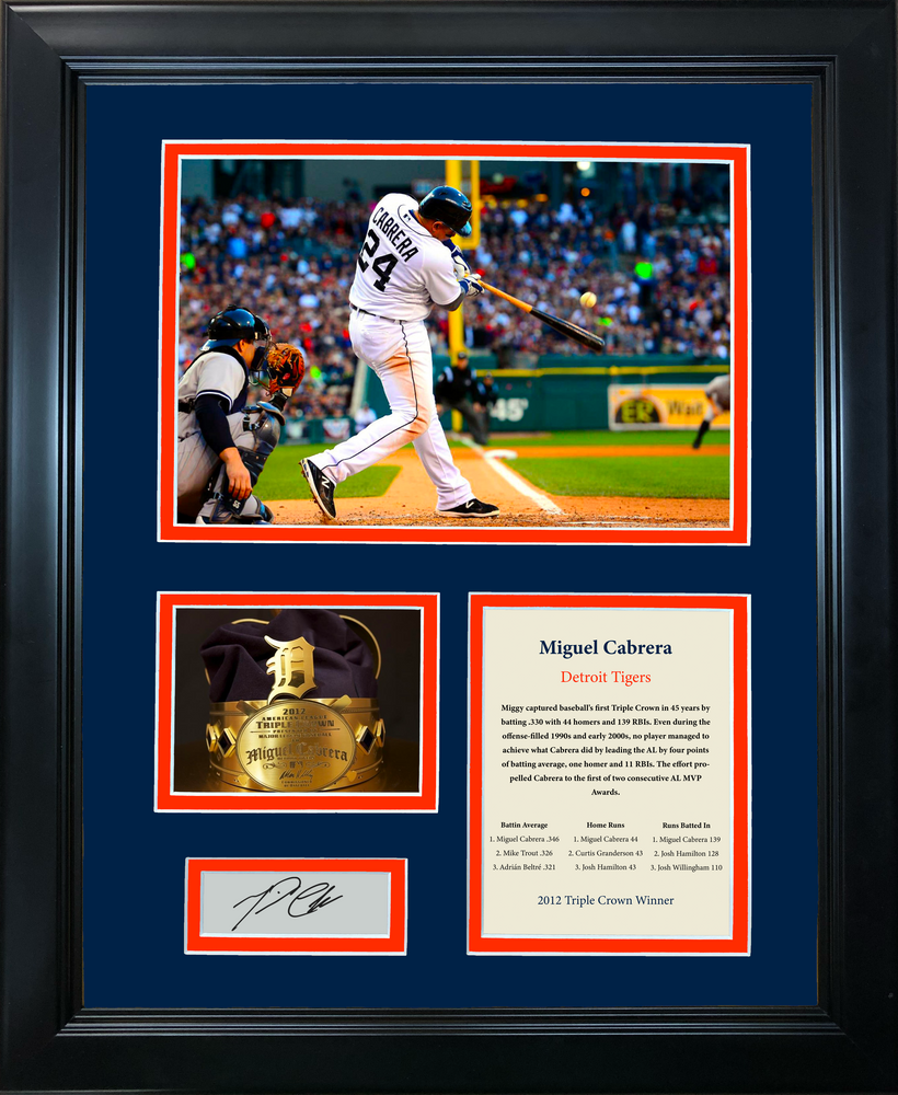 Framed Miguel Cabrera Triple Crown Winner 2012 Facsimile Laser Engraved Signature Auto Detroit Tigers 11"x14" Baseball Photo Sig Collage (ONLINE ORDER ONLY)
