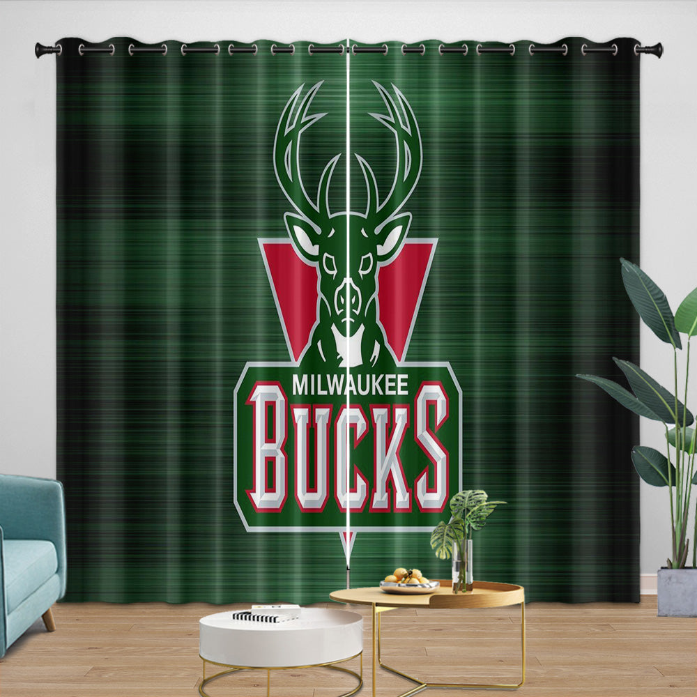 Milwaukee Bucks Curtains Blackout Window Drapes Room Decoration (Online Order Only)