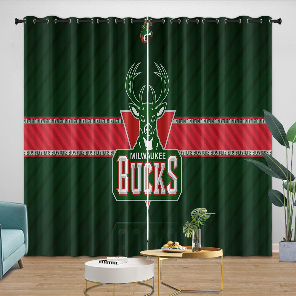 Milwaukee Bucks Curtains Blackout Window Drapes Room Decoration (Online Order Only)