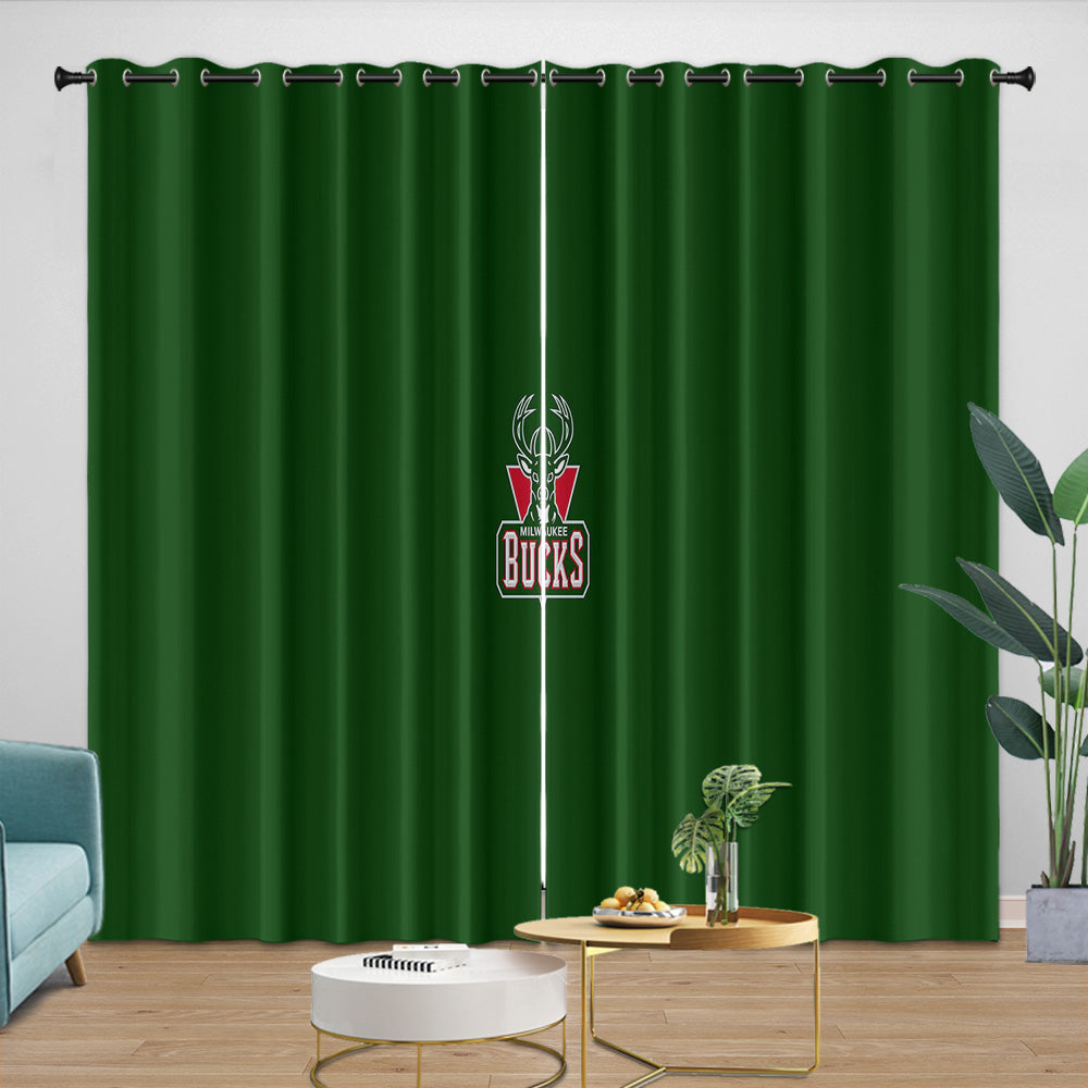 Milwaukee Bucks Curtains Blackout Window Drapes Room Decoration (Online Order Only)