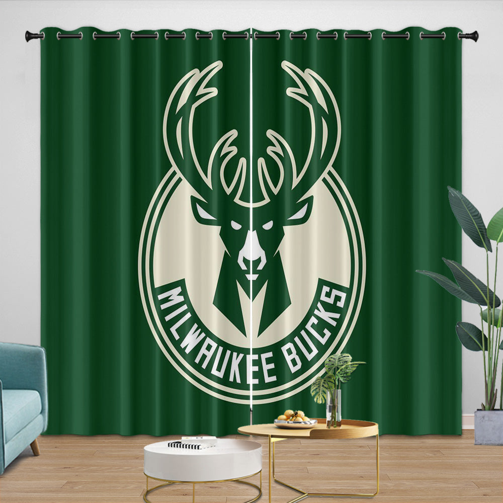 Milwaukee Bucks Curtains Blackout Window Drapes Room Decoration (Online Order Only)
