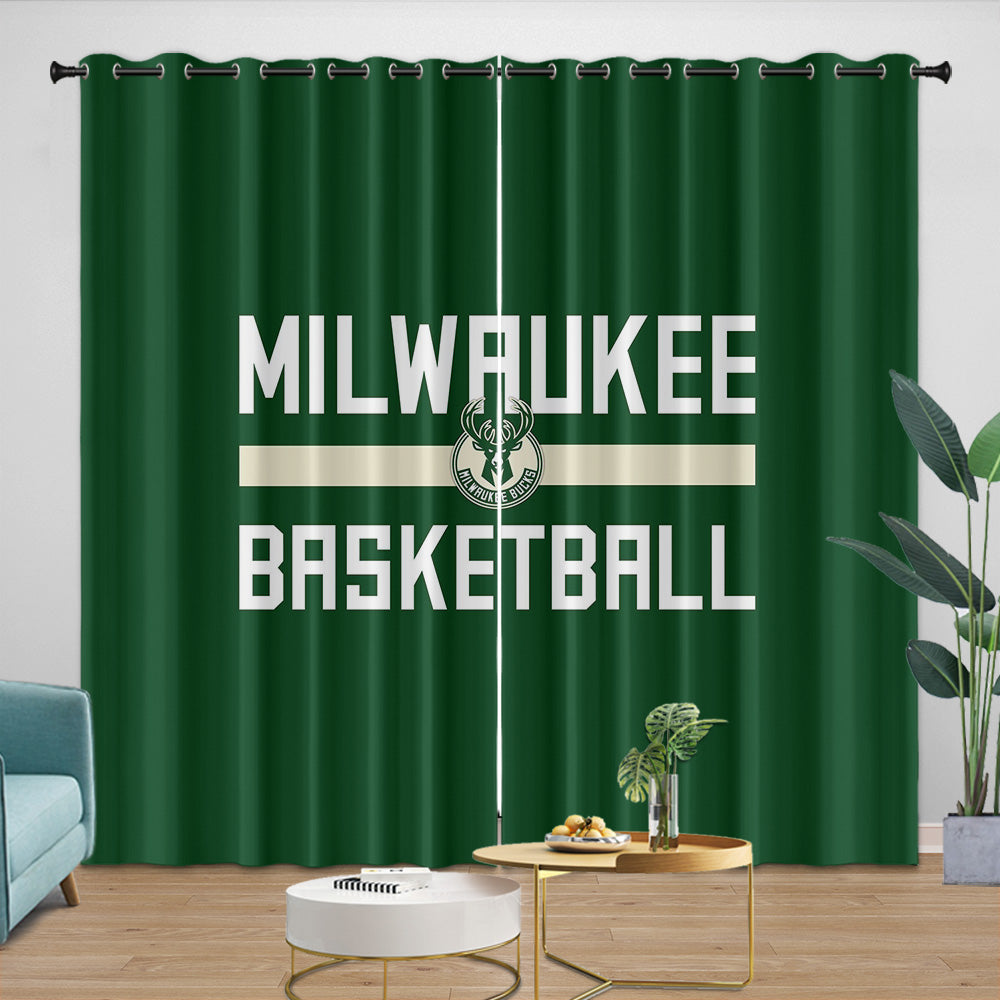 Milwaukee Bucks Curtains Blackout Window Drapes Room Decoration (Online Order Only)