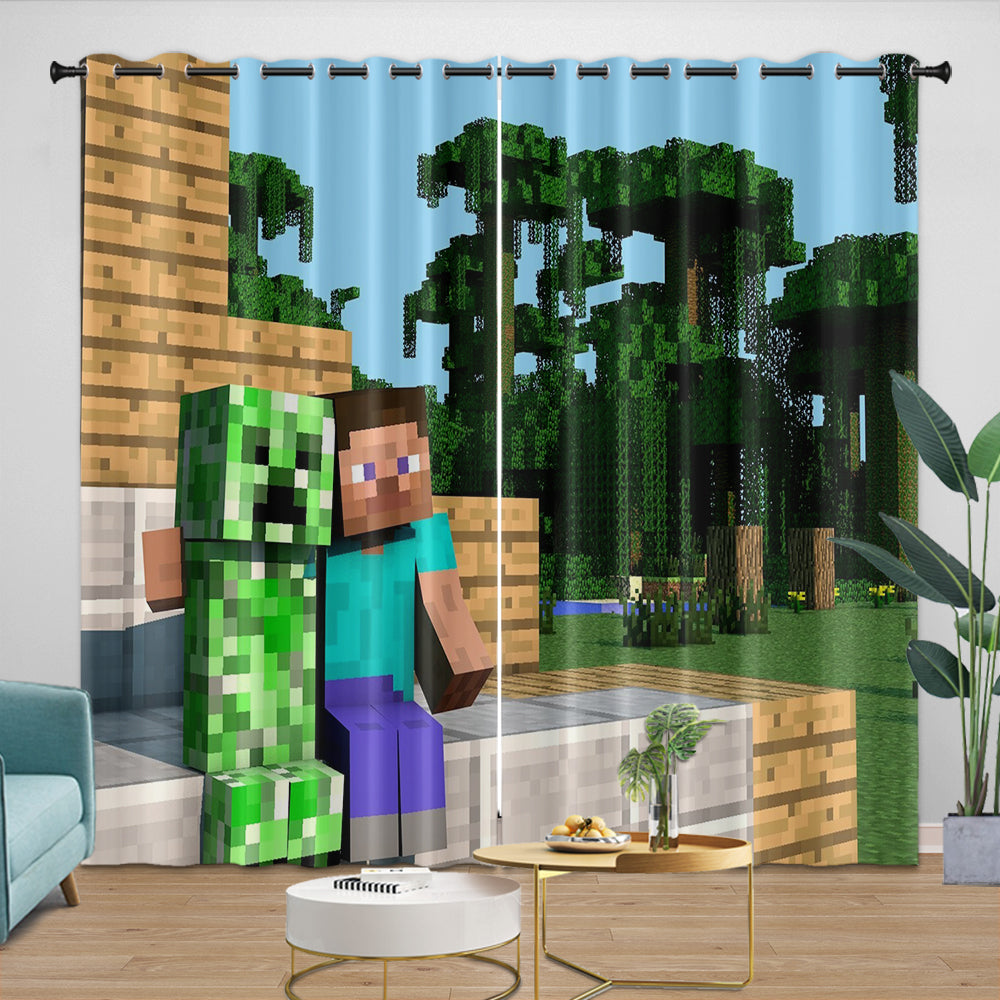 Minecraft Curtains Blackout Window Drapes Kids Room Decoration (Online Order Only)