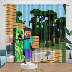 Minecraft Curtains Blackout Window Drapes Kids Room Decoration (Online Order Only)