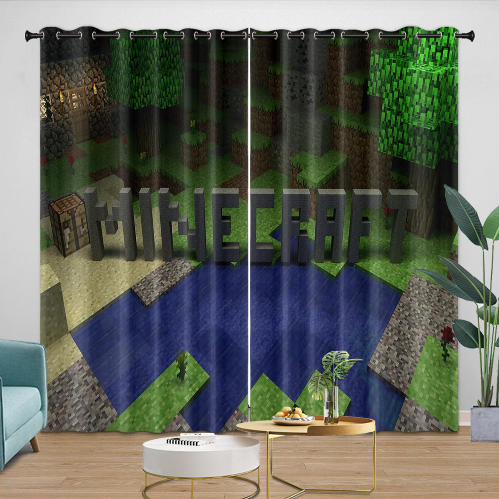 Minecraft Curtains Blackout Window Drapes Kids Room Decoration (Online Order Only)