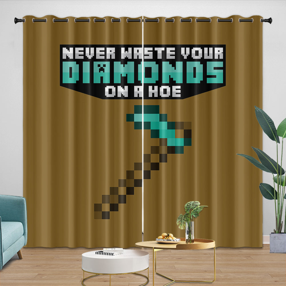 Minecraft Curtains Blackout Window Drapes Kids Room Decoration (Online Order Only)