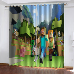 Minecraft Curtains Blackout Window Treatments Drapes for Room Decoration (Online Order Only)
