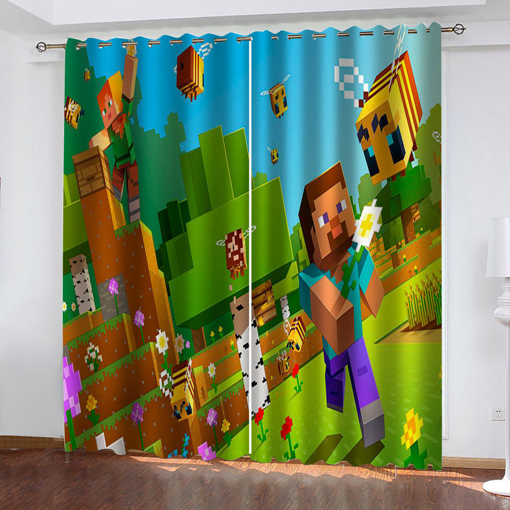 Minecraft Curtains Blackout Window Treatments Drapes for Room Decoration (Online Order Only)
