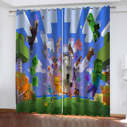 Minecraft Curtains Blackout Window Treatments Drapes for Room Decoration (Online Order Only)
